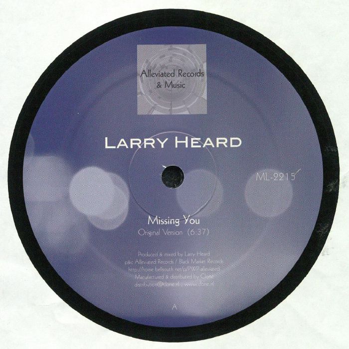 Larry Heard – Missing You (12", Alleviated Records, 2010) Front Cover