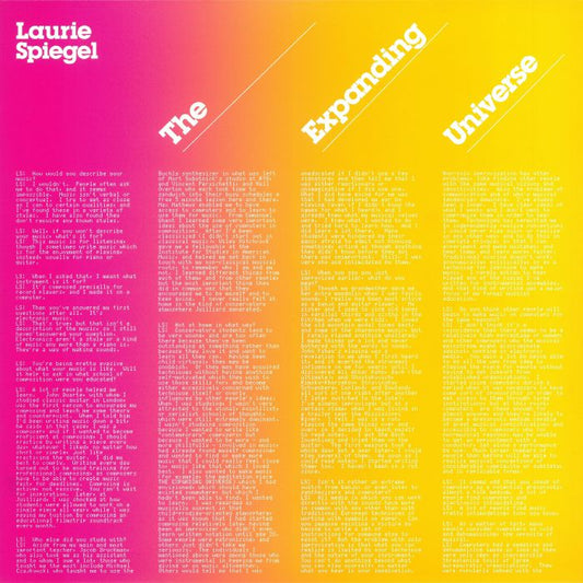 Laurie Spiegel – The Expanding Universe (3xLP, Unseen Worlds, 2019) Front Cover