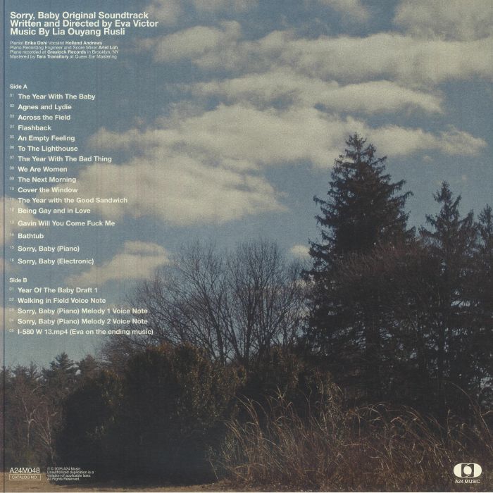 Lia Ouyang Rusli – Sorry, Baby Original Soundtrack (LP, Blue, A24 Music, 2025) Back Cover