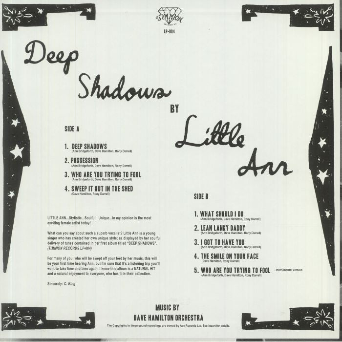 Little Ann – Deep Shadows (LP, Timmion Records, 2009) Back Cover
