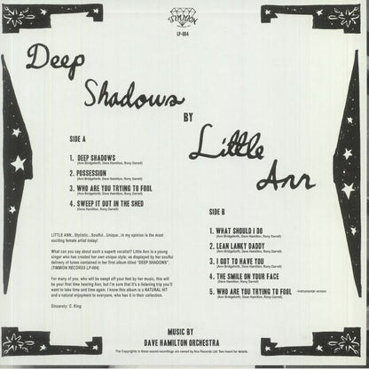 Little Ann – Deep Shadows (LP, Timmion Records, 2009) Back Cover