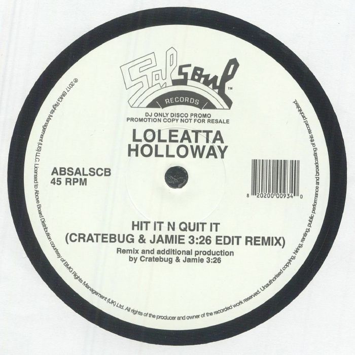 Loleatta Holloway – Hit It N Quit It (Cratebug & Jamie 3:26 Edit Remix) (12", Salsoul Records, 2026) Front Cover