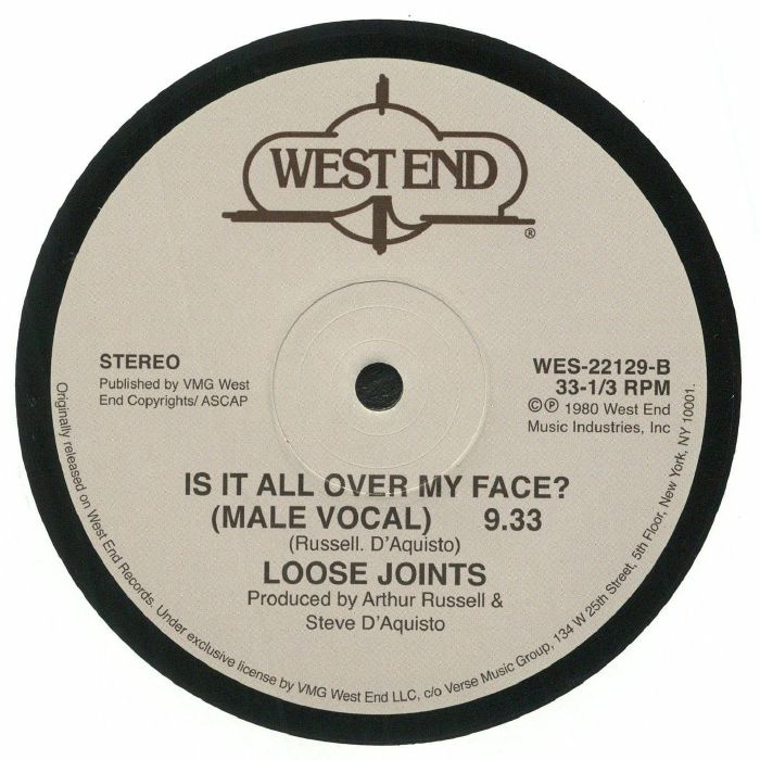 Loose Joints – Is It All Over My Face (12", West End Records, 2025) back cover