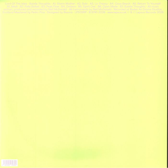Lord Of The Isles – Subtle Thoughts (LP, Splatter, Lapsus Records, 2026) Back Cover