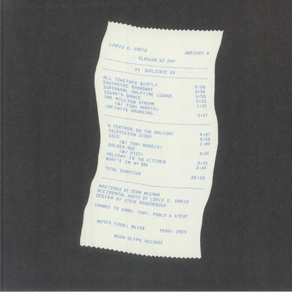 Loris S. Sarid – Ambient $ (LP, Moon Glyph, 2025) Back Cover