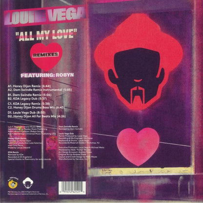 Louie Vega Featuring Robyn – All My Love (Remixes) (2x12", Nervous Records, 2025) back cover