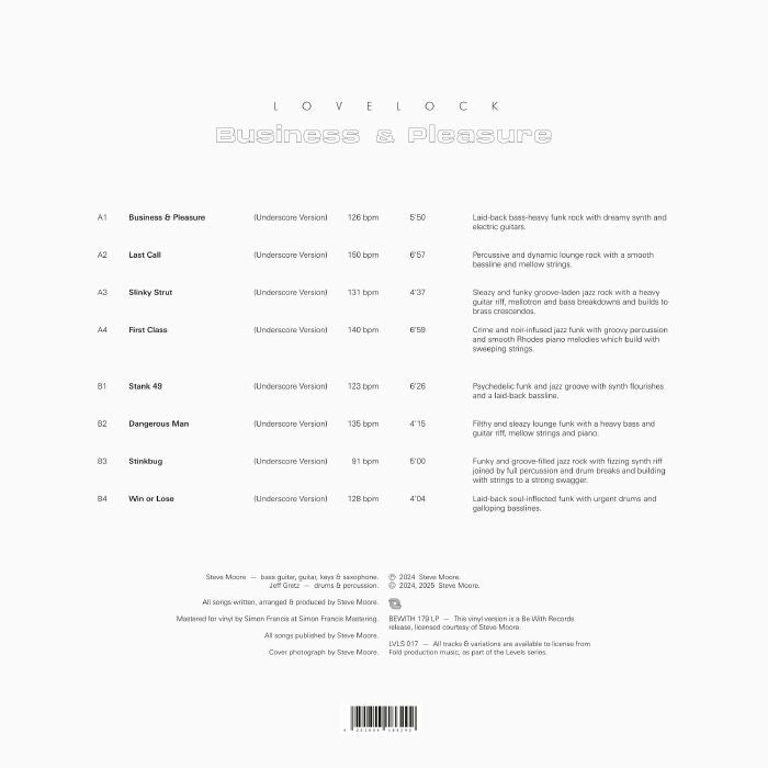 Lovelock – Business And Pleasure (LP, Be With Records, 2025) Back Cover