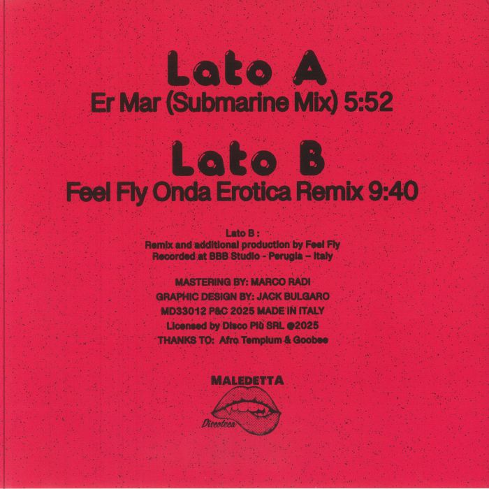 Lu Colombo – Nuda (12", Maledetta Discoteca, 2025) Back Cover