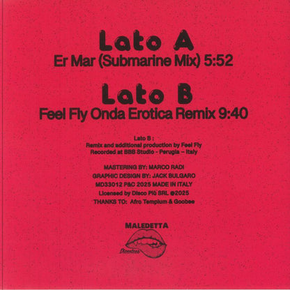 Lu Colombo – Nuda (12", Maledetta Discoteca, 2025) Back Cover