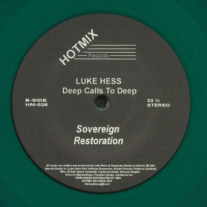 Luke Hess – Deep Calls To Deep (12", Green, HotMix Records, 2020) Back Cover