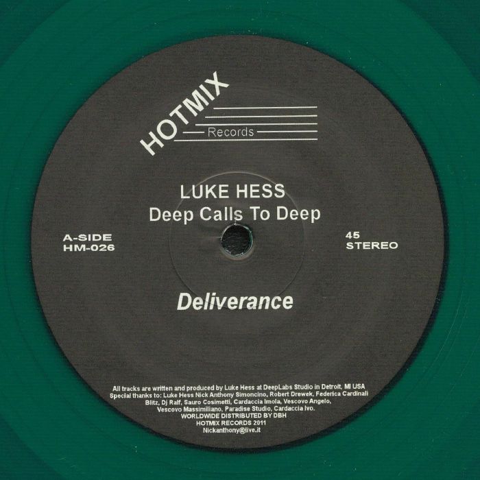 Luke Hess – Deep Calls To Deep (12", Green, HotMix Records, 2020) Front Cover