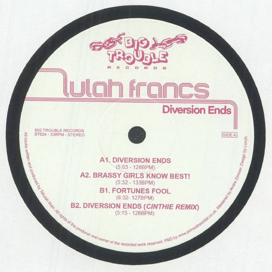 Lulah Francs – Diversion Ends (12", Big Trouble, 2026) Front Cover