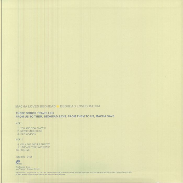 Macha Bedhead – Macha Loved Bedhead • Bedhead Loved Macha (12", Numero Group, 2026) Back Cover