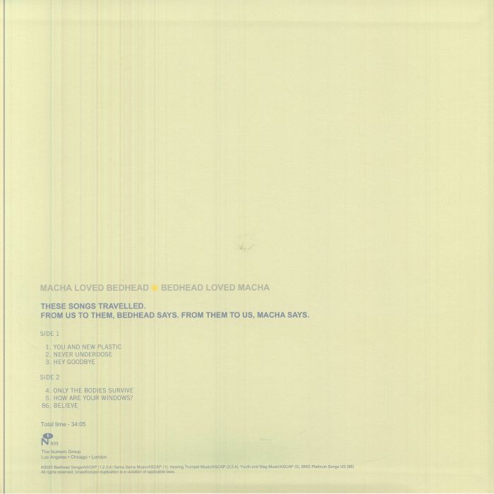 Macha Bedhead – Macha Loved Bedhead • Bedhead Loved Macha (12", White, Numero Group, 2026) Back Cover