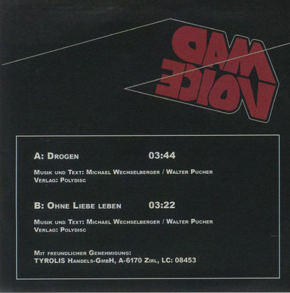 Mad Voice – Drogen / Ohne Liebe leben (7", Wiener Brut, 2021) back cover