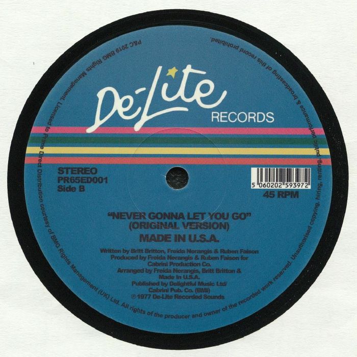 Made In U.S.A. – Never Gonna Let You Go (12", De-Lite Records, 2019) Back Cover