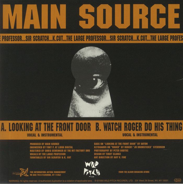 Main Source – Looking At The Front Door (7", Mr Bongo, 2020) Back Cover