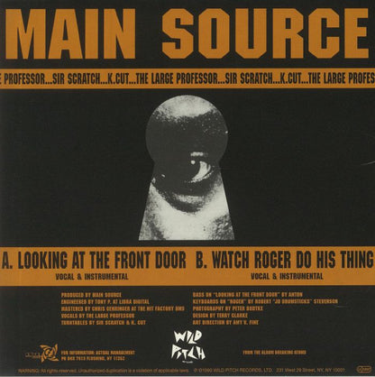 Main Source – Looking At The Front Door (7", Mr Bongo, 2020) Back Cover