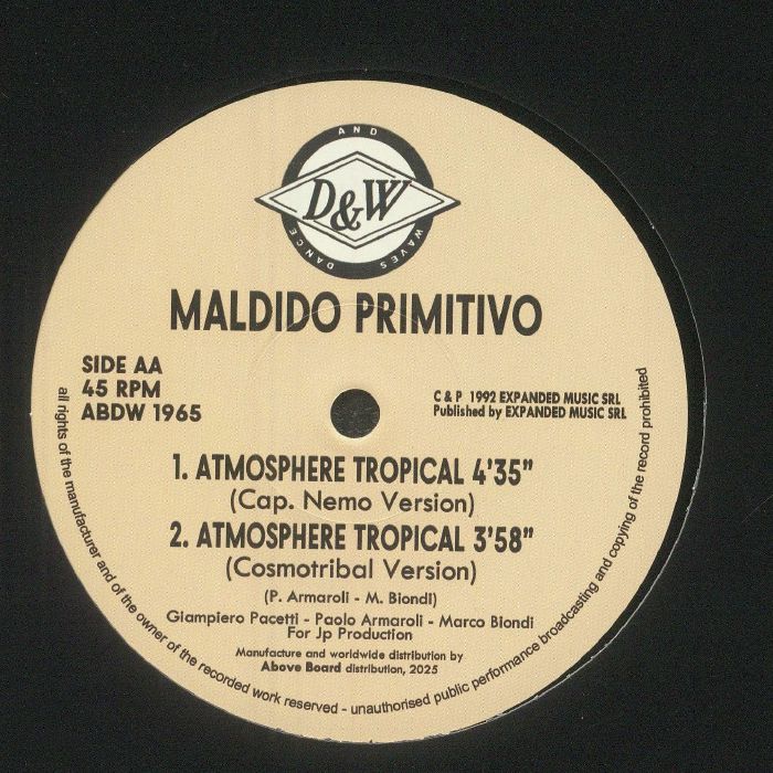 Maldido Primitivo – Atmosphere Tropical (12", Dance And Waves, 2025) Back Cover