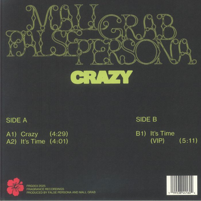 Mall Grab , False Persona – Crazy LP (12", Fragrance Recordings, 2025) back cover