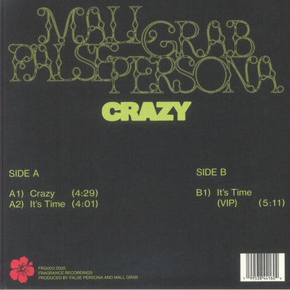 Mall Grab , False Persona – Crazy LP (12", Fragrance Recordings, 2025) back cover