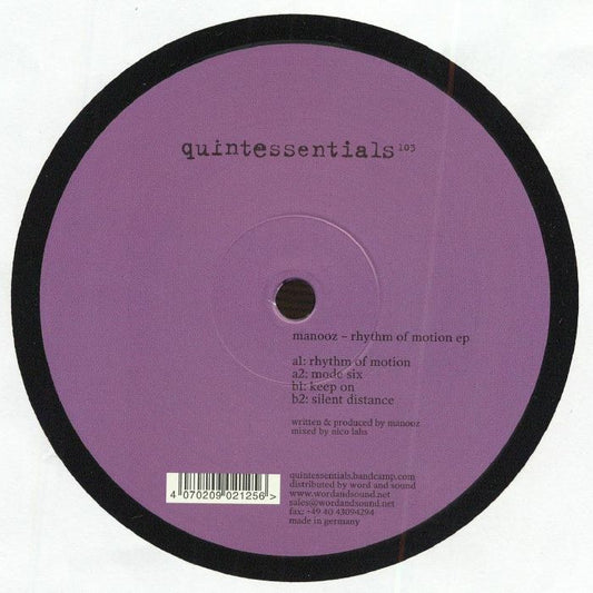 ManooZ – Rhythm Of Motion EP (12", Quintessentials, 2026) Front Cover