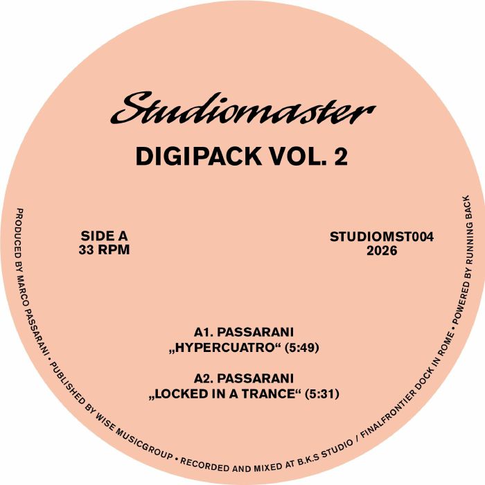 Marco Passarani – Digipack Vol 2 (12", Studiomaster, 2026) Front Cover