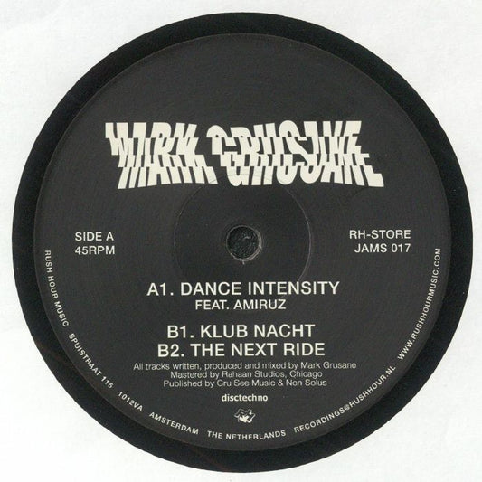 Mark Grusane – Dance Intensity (12", Rush Hour Store Jams, Disctechno, 2022) front cover