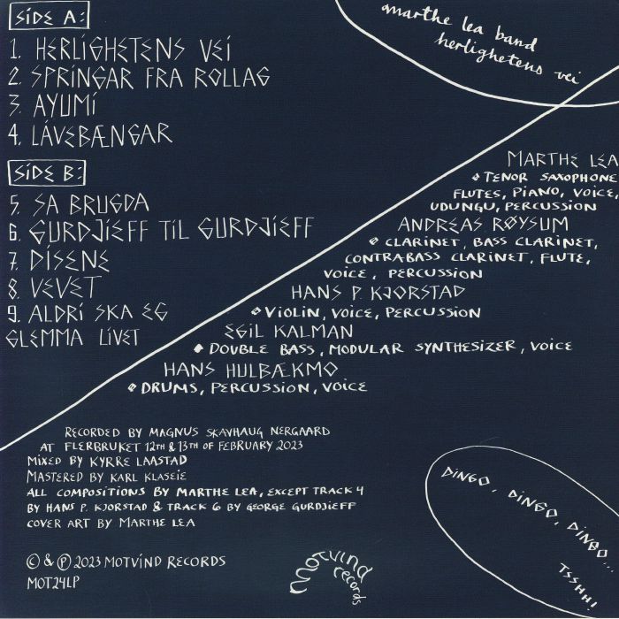 Marthe Lea Band – Herlighetens Vei (LP, Motvind Records, 2023) Back Cover