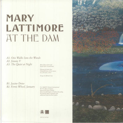 Mary Lattimore – At The Dam (LP, Waterfall, Ghostly International, 2022) Back Cover