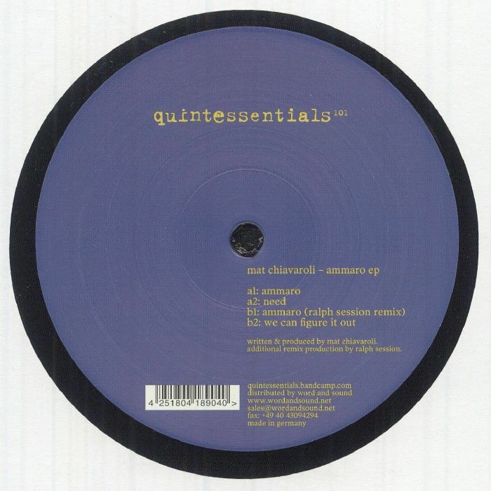 Mat Chiavaroli – Ammaro EP (12", Quintessentials, 2026) Back Cover