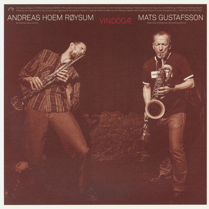 Mats Gustafsson , Andreas Hoem Røysum – Vindögæ (LP, Motvind Records, 2023) Back Cover