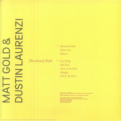 Matt Gold & Dustin Laurenzi – Devotional Fade (LP, We Jazz, 2026) Back Cover