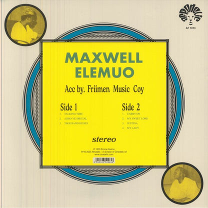 Maxwell Elemuo Friimen Music Coy – Maxwell Elemuo Acc. By Friimen Music Coy (LP, Afrodelic, 2026) Back Cover