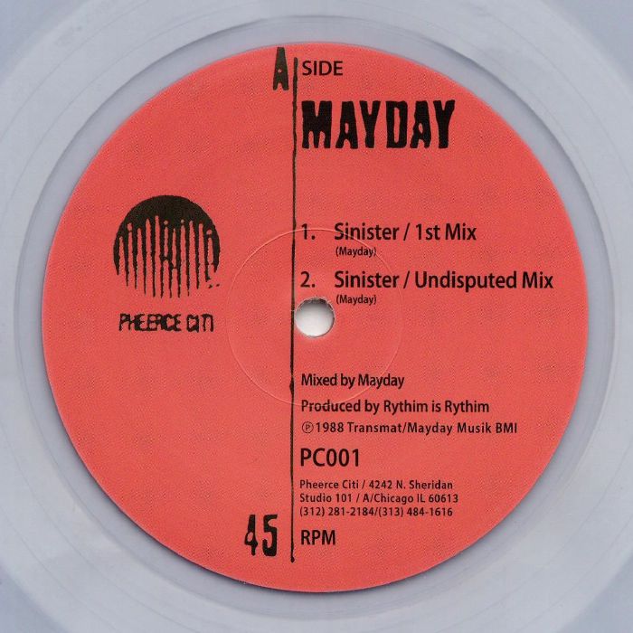 Mayday – Sinister (12", Clear, Pheerce Citi, 2020) Front Cover