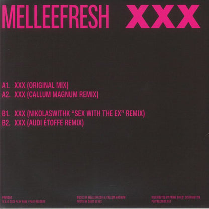 Melleefresh – XXX (12", Play Rave, 2025) Back Cover