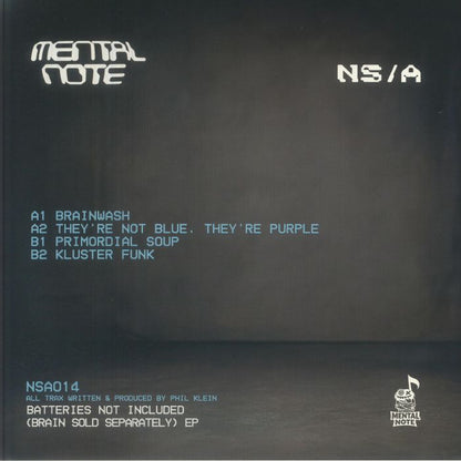 Mental NOTEakaBASS Junkie – Batteries Not Included (Brain Sold Separately) EP (12", No Static/Automatic, 2026) Back Cover