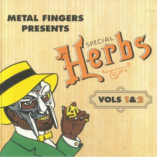 Metal Fingers – Special Herbs (Vols 1&2) (2xLP, Mustard Yellow, Rhymesayers Entertainment, 2025) front cover