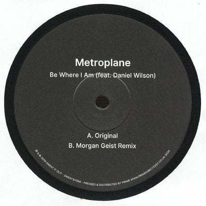 Metroplane Feat. Daniel Wilson – Be Where I Am (12", Club Sweat, 2026) Back Cover