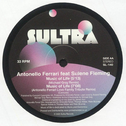 Michael Gray / Antonello Ferrari – Season High / Music Of Life (12", Sultra Records, 2025) back cover