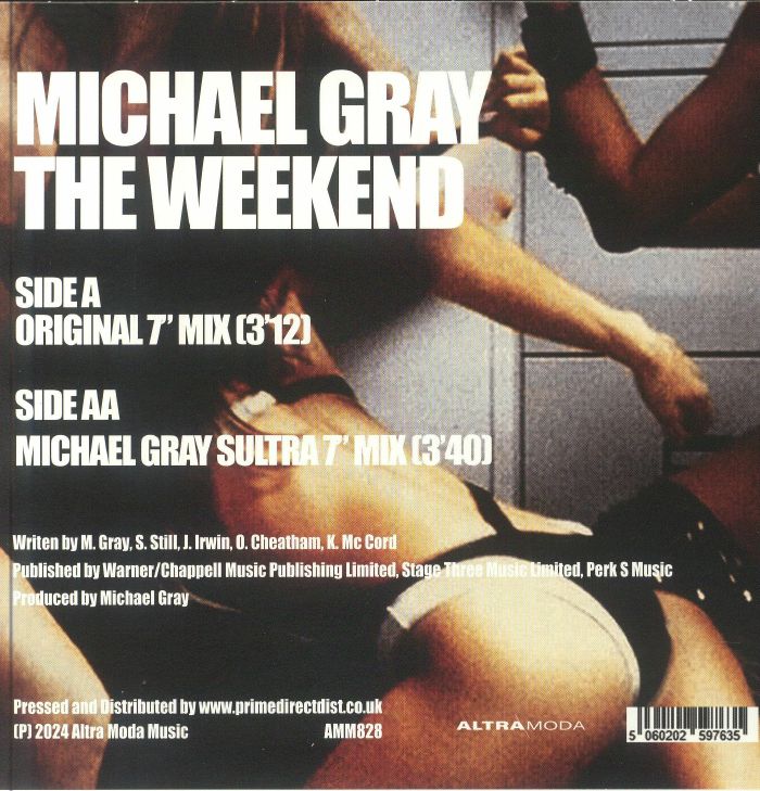 Michael Gray – The Weekend (7", Blue transparent, AltraModa, 2025) back cover