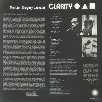 Michael Gregory Jackson – Clarity (LP, booklet postcard, Moved By Sound, 2026) Back Cover