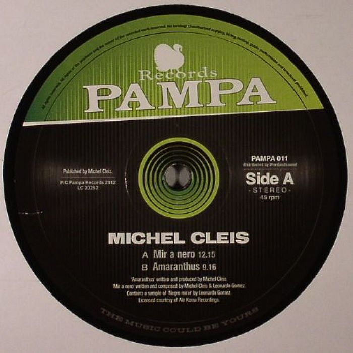 Michel Cleis – Mir A Nero (12", Pampa Records, 2012) Front Cover