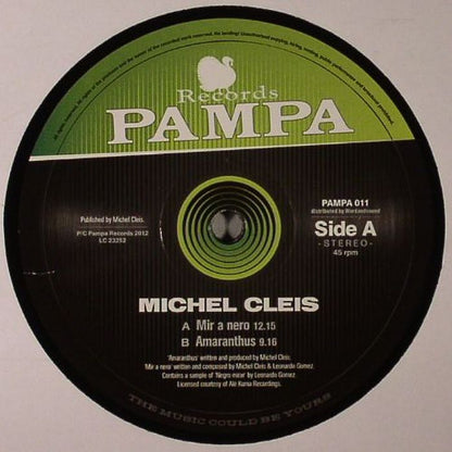 Michel Cleis – Mir A Nero (12", Pampa Records, 2012) Front Cover