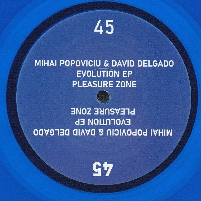 Mihai Popoviciu / David Delgado – Evolution EP (12", heavyweight clear blue, Pleasure Zone, 2026) Front Cover