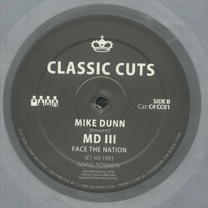 Mike Dunn MD III – Face The Nation (12", Silver Marbled, Clone Classic Cuts, 2026) Back Cover