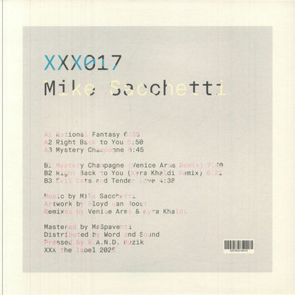 Mike Sacchetti – XXX017 (12", XXX, 2025) Back Cover
