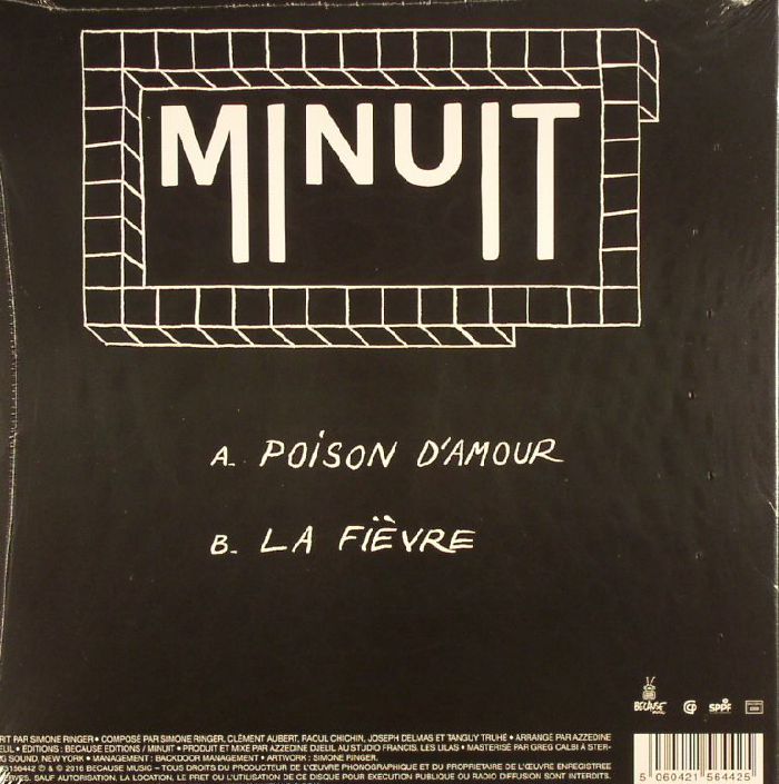 Minuit – Poison D'Amour (7", Because Music, 2016) Back Cover
