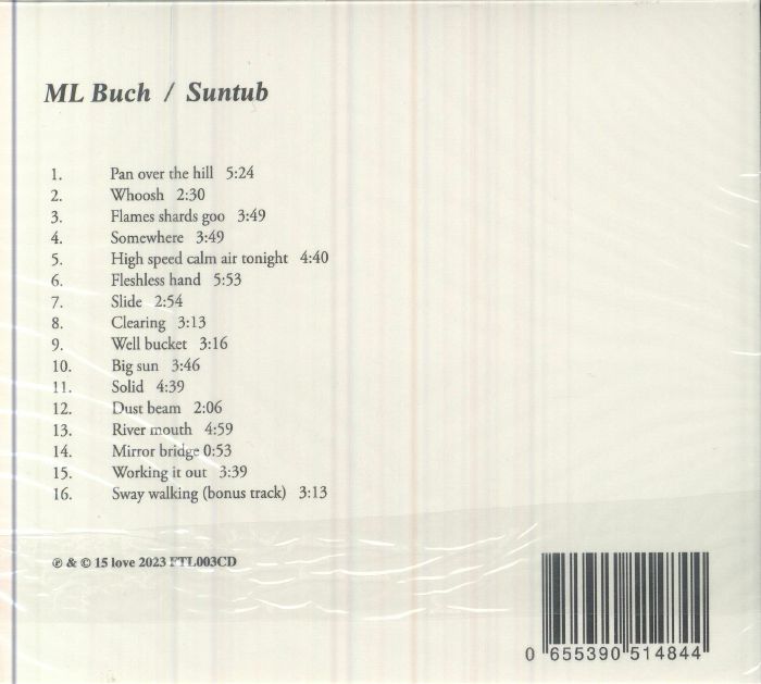 ML Buch – Suntub (CD, 15 love, 2025) Back Cover
