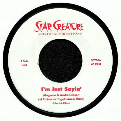 Mogwaa & Andre Gibson – I'm Just Sayin b/w Angelica (7", Raspberry Marbled, Star Creature, 2019) Front Cover